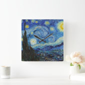 Vincent Van Gogh Sterrennacht  Fine Art Vierkante Klok (Huis)