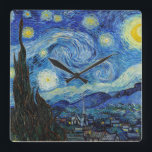 Vincent Van Gogh Sterrennacht  Fine Art Vierkante Klok<br><div class="desc">Vincent Van Gogh Sterrennacht  Fine Art Square Wall klok</div>