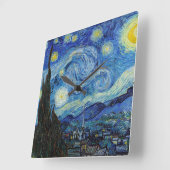 Vincent Van Gogh Sterrennacht  Fine Art Vierkante Klok (Hoek)