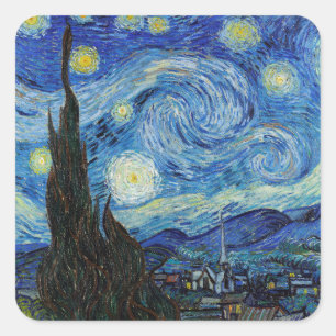 Vincent Van Gogh Sterrennacht  Fine Art Vierkante Sticker