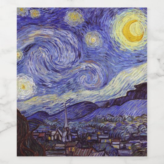 Vincent Van Gogh Sterrennacht  Fine Art Wijn Etiket (Enkel label)