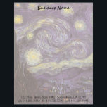 Vincent van Gogh - Sterrennacht Gepersonaliseerd Briefhoofd<br><div class="desc">Sterrennacht (1889) van Vincent van Gogh is een post-impressionisme, een schilderij van de natuur van het kunstlandschap. Een uitzicht van een stad in een vallei 's nachts met de wolken die ronddraaien, de sterren die schijnen en een prachtige gouden gele halve maan. Het werd overdag uit het geheugen geschilderd en...</div>