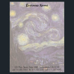 Vincent van Gogh - Sterrennacht Gepersonaliseerd Briefhoofd<br><div class="desc">Sterrennacht (1889) van Vincent van Gogh is een post-impressionisme, een schilderij van de natuur van het kunstlandschap. Een uitzicht van een stad in een vallei 's nachts met de wolken die ronddraaien, de sterren die schijnen en een prachtige gouden gele halve maan. Het werd overdag uit het geheugen geschilderd en...</div>