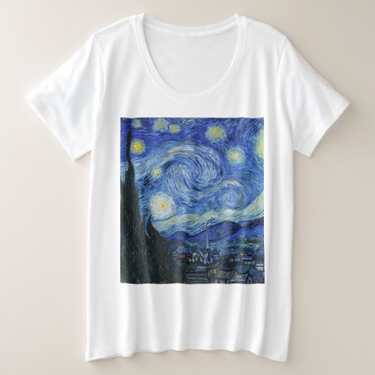 Vincent Van Gogh - Sterrennacht Grote Maat T-shirt (Design voorkant)