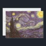 Vincent van Gogh - Sterrennacht Kaart<br><div class="desc">Sterrennacht (1889) van Vincent van Gogh is een post-impressionisme, een schilderij van de natuur van het kunstlandschap. Een uitzicht van een stad in een vallei 's nachts met de wolken die ronddraaien, de sterren die schijnen en een prachtige gouden gele halve maan. Het werd overdag uit het geheugen geschilderd en...</div>