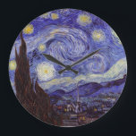 Vincent Van Gogh Sterrennacht  Kunst Grote Klok<br><div class="desc">Vincent van Gogh Sterrennacht Fine Art Painting Sterrennacht is een schilderij van de Nederlandse postpressionistische kunstenaar Vincent van Gogh. De blauwe nachtelijke hemel is gevuld met ronddraaiende wolken, sterren en een heldere halve maan. De Sterrennacht is de enige in de serie uitzichten uit zijn slaapkamerraam. Verplaatsing: Postpressionisme. Mooie artistieke decoratieve...</div>