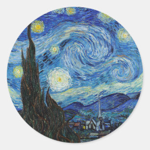 Vincent Van Gogh Sterrennacht  Kunst Ronde Sticker