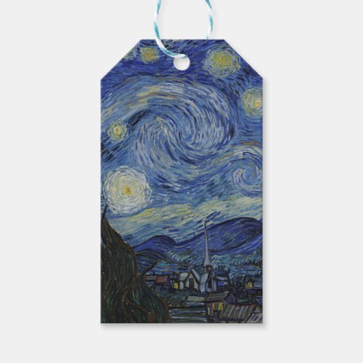 Vincent Van Gogh - Sterrennacht. Kunstschilder Cadeaulabel (Voorkant)