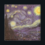 Vincent van Gogh - Sterrennacht Magneet<br><div class="desc">Sterrennacht (1889) van Vincent van Gogh is een post-impressionisme, een schilderij van de natuur van het kunstlandschap. Een uitzicht van een stad in een vallei 's nachts met de wolken die ronddraaien, de sterren die schijnen en een prachtige gouden gele halve maan. Het werd overdag uit het geheugen geschilderd en...</div>
