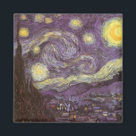 Vincent van Gogh - Sterrennacht Magneet<br><div class="desc">Sterrennacht (1889) van Vincent van Gogh is een post-impressionisme, een schilderij van de natuur van het kunstlandschap. Een uitzicht van een stad in een vallei 's nachts met de wolken die ronddraaien, de sterren die schijnen en een prachtige gouden gele halve maan. Het werd overdag uit het geheugen geschilderd en...</div>