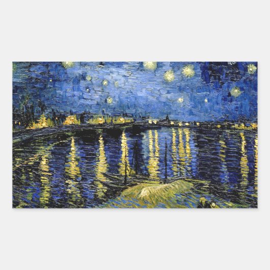Vincent Van Gogh Sterrennacht Over de Rhône 1888 Rechthoekige Sticker (Voorkant)