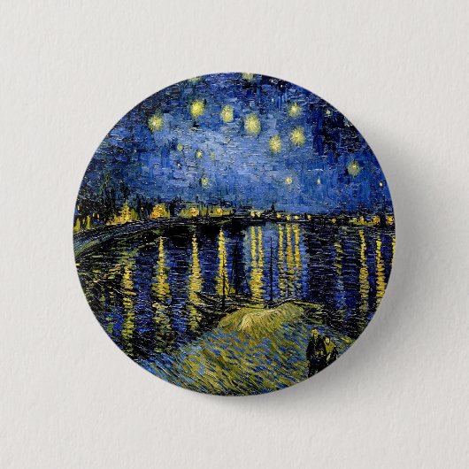 Vincent van Gogh Sterrennacht over de Rhône 1888 Ronde Button 5,7 Cm (Voorkant)