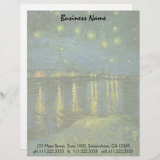Vincent van Gogh - Sterrennacht over de Rijn Custom Briefhoofd (Voorkant / Achterkant)