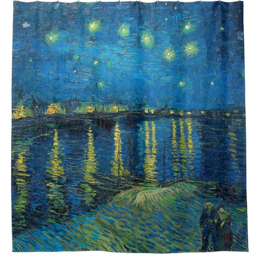 Vincent Van Gogh Sterrennacht over de Rijn Douchegordijn (Voorkant)