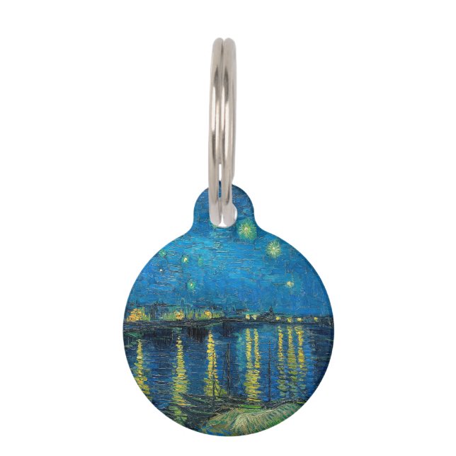 Vincent Van Gogh Sterrennacht over de Rijn Huisdierpenning (Voorkant)