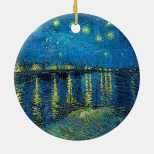 Vincent Van Gogh Sterrennacht over de Rijn Keramisch Ornament (Achterkant)