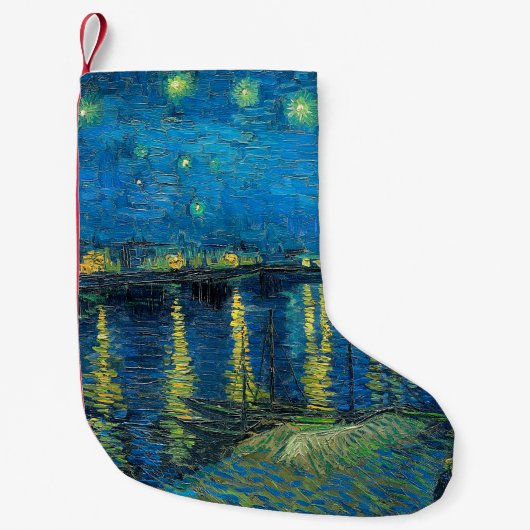 Vincent Van Gogh Sterrennacht over de Rijn Kleine Kerstsok (Voorkant)