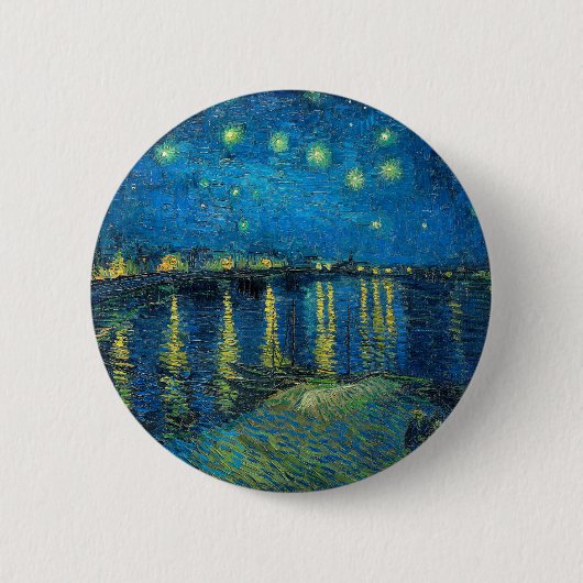 Vincent Van Gogh Sterrennacht over de Rijn Ronde Button 5,7 Cm (Voorkant)
