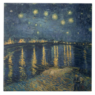 Vincent van Gogh   Sterrennacht over de Rijn Tegeltje