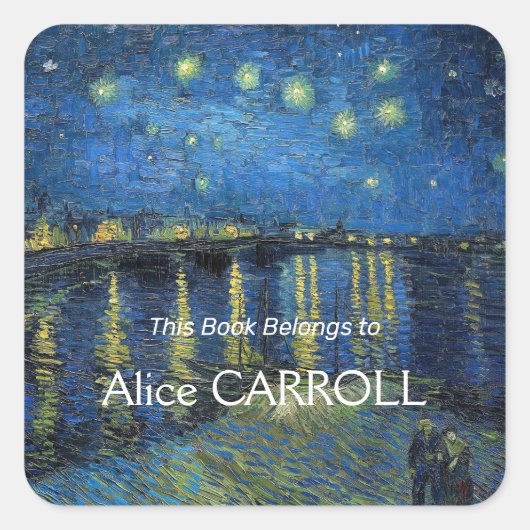 Vincent van Gogh - Sterrennacht over de Rijn Vierkante Sticker (Voorkant)