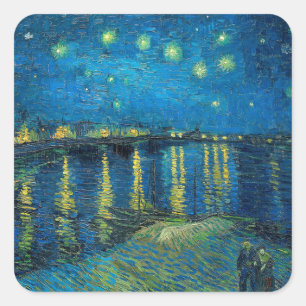 Vincent Van Gogh Sterrennacht over de Rijn Vierkante Sticker