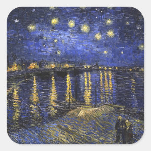 Vincent Van Gogh Sterrennacht over de Rijn Vierkante Sticker
