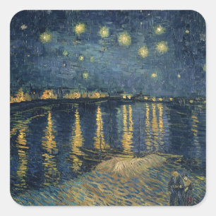 Vincent van Gogh Sterrennacht over de Rijn Vierkante Sticker