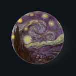 Vincent van Gogh - Sterrennacht Ronde Button 5,7 Cm<br><div class="desc">Sterrennacht (1889) van Vincent van Gogh is een post-impressionisme, een schilderij van de natuur van het kunstlandschap. Een uitzicht van een stad in een vallei 's nachts met de wolken die ronddraaien, de sterren die schijnen en een prachtige gouden gele halve maan. Het werd overdag uit het geheugen geschilderd en...</div>
