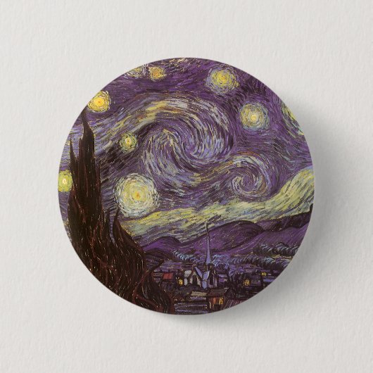 Vincent van Gogh - Sterrennacht Ronde Button 5,7 Cm (Voorkant)