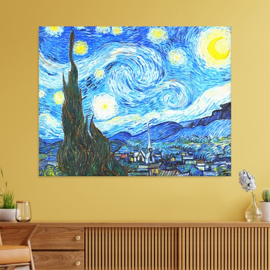 Vincent Van Gogh Sterrennacht  schilderen Canvas Afdruk (Insitu (Woonkamer))