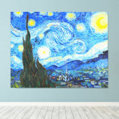 Vincent Van Gogh Sterrennacht schilderen Canvas Afdruk (Insitu (Houten vloer))