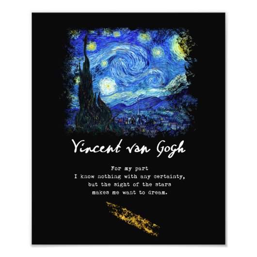 Vincent Van Gogh. Sterrennacht schilderkunst Foto Afdruk (Voorkant)