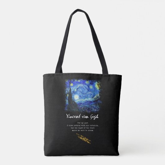 Vincent Van Gogh. Sterrennacht schilderkunst Tote Bag (Achterkant)