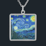 vincent van gogh sterrennacht sterling zilver ketting<br><div class="desc">Van Gogh's beroemde schilderij,  "De Sterrennacht". Van Gogh schilderde tijdens zijn verblijf in het asiel van Saint Remy in de jaren tachtig de rolheuvels en de cyperbomen die hij uit zijn raam zag.  Digitaal verbeterd door PixDezines.  Copyright © 2008-2016 PixDezines.com™ en PixDezines™ op zazzle.com. Alle rechten voorbehouden.</div>