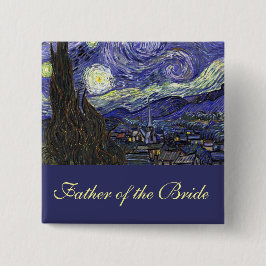 Vincent van Gogh, Sterrennacht Vierkante Button 5,1 Cm