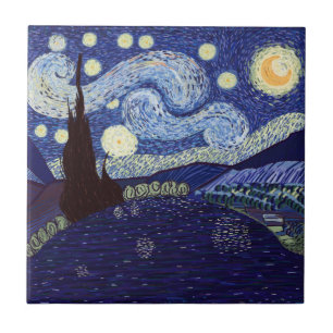 Vincent van Gogh stijl Sterrennacht en meer Tegeltje