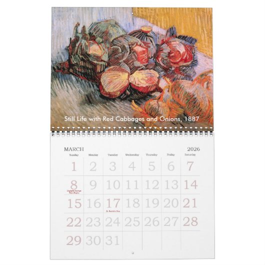 Vincent van Gogh still Fine Art Kalender (Mar 2026)