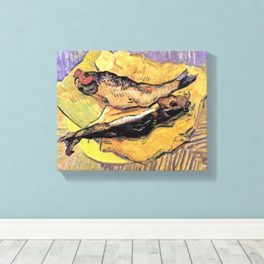 Vincent Van Gogh - still Life Bloaters Fine Art Canvas Afdruk (Insitu (Houten vloer))