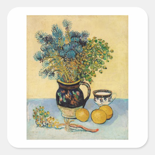 VINCENT VAN GOGH "STILL LIFE" ENVELOPE SEAL VIERKANTE STICKER (Voorkant)