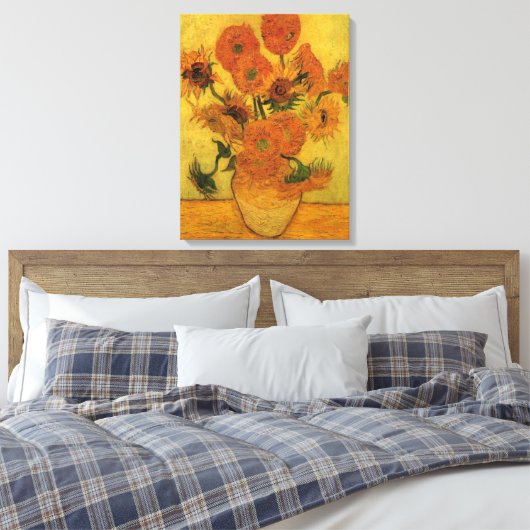 Vincent van Gogh still Life Vase met 15 zonnebloem Canvas Afdruk (Insitu (Slaapkamer))
