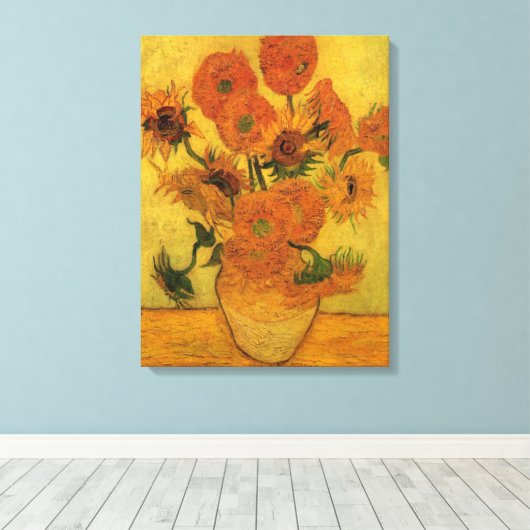 Vincent van Gogh still Life Vase met 15 zonnebloem Canvas Afdruk (Insitu (Houten vloer))
