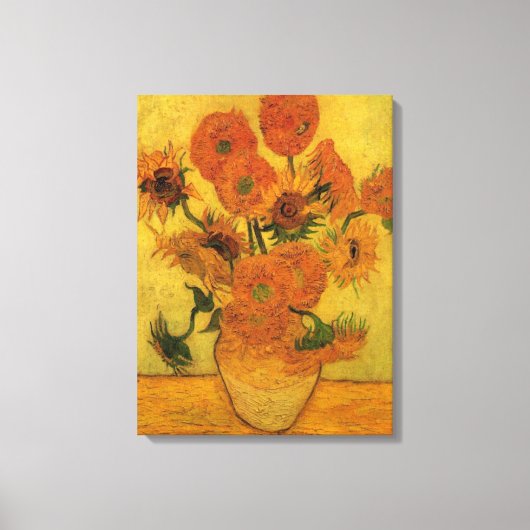Vincent van Gogh still Life Vase met 15 zonnebloem Canvas Afdruk (Voorkant)