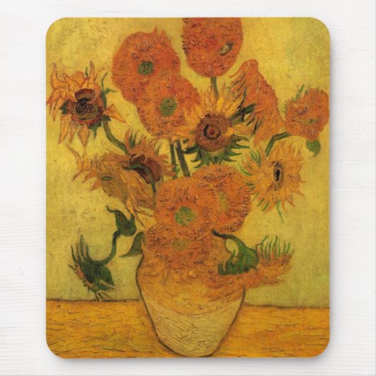 Vincent van Gogh still Life Vase met 15 zonnebloem Muismat (Voorkant)