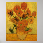 Vincent van Gogh still Life Vase met 15 zonnebloem Poster (Voorkant)