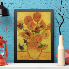 Vincent van Gogh still Life Vase met 15 zonnebloem Poster