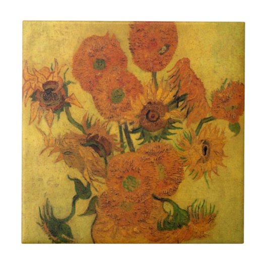 Vincent van Gogh still Life Vase met 15 zonnebloem Tegeltje (Voorkant)