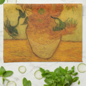 Vincent van Gogh still Life Vase met 15 zonnebloem Theedoek (Gevouwen)
