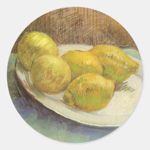 Vincent van Gogh - Stilleven Citroenen op een Bord Ronde Sticker