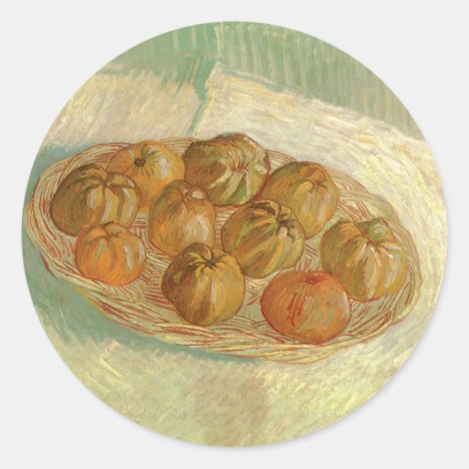 Vincent van Gogh - Stilleven mand van appels Ronde Sticker (Voorkant)
