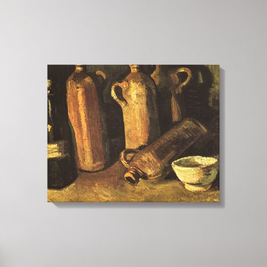 Vincent van Gogh - Stilleven met 4 stenen flessen Canvas Afdruk (Voorkant)